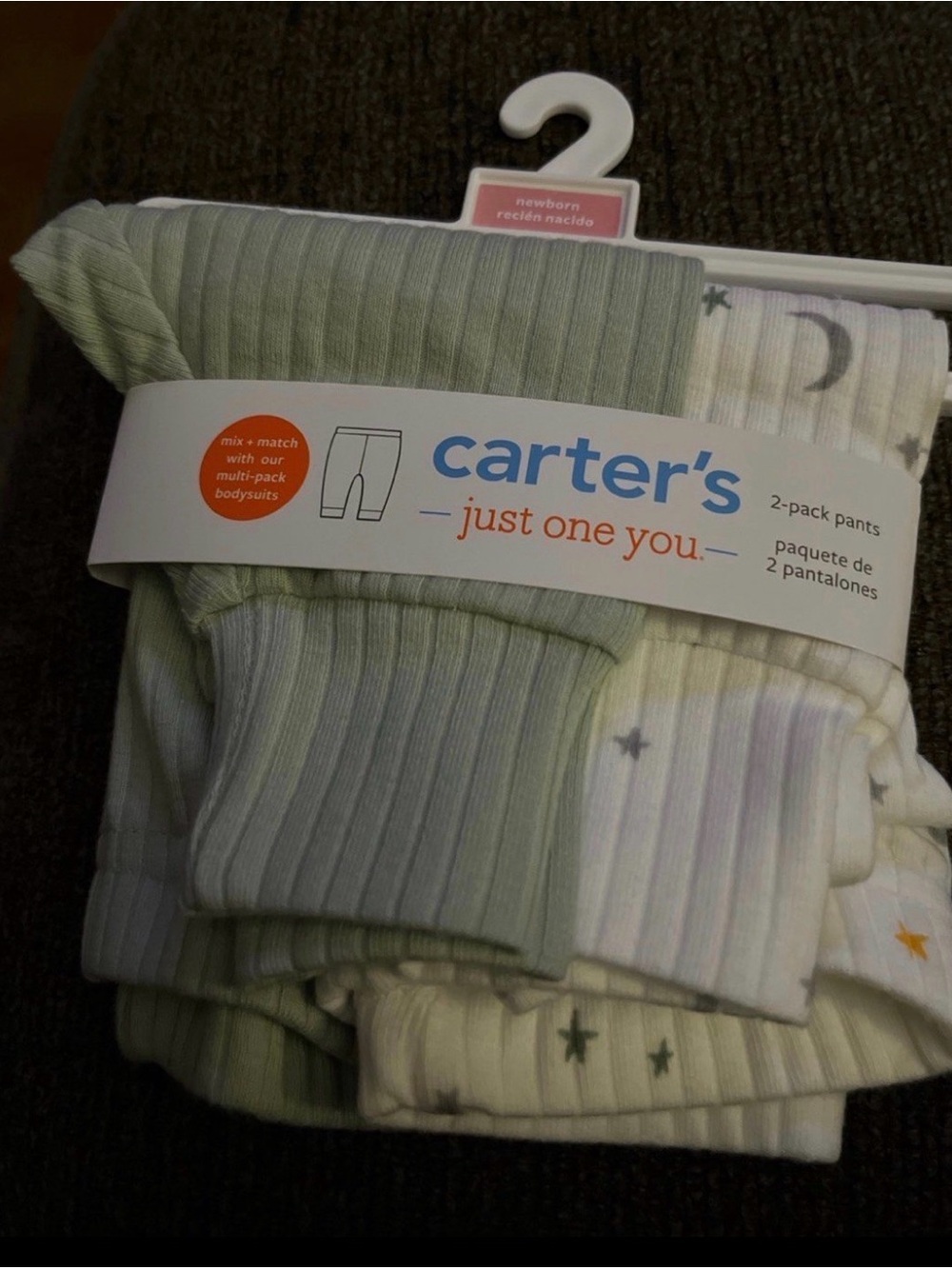 Carter's Green & White Ribbed 2-Pack Baby Pants